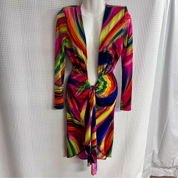 Fashion Nova Dresses & Skirts - Fashion Nova ladies long sleeve vibrant colored bodycon dress size large